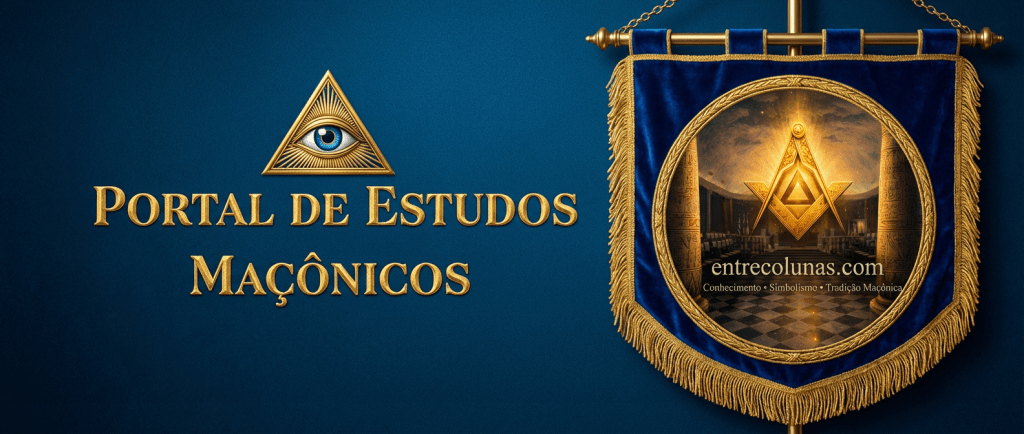 Portal de Estudos Maçônicos, entrecolunas.com, Conhecimento, Simbolismo, Tradição Maçônica, featuring Eye of Providence symbol.